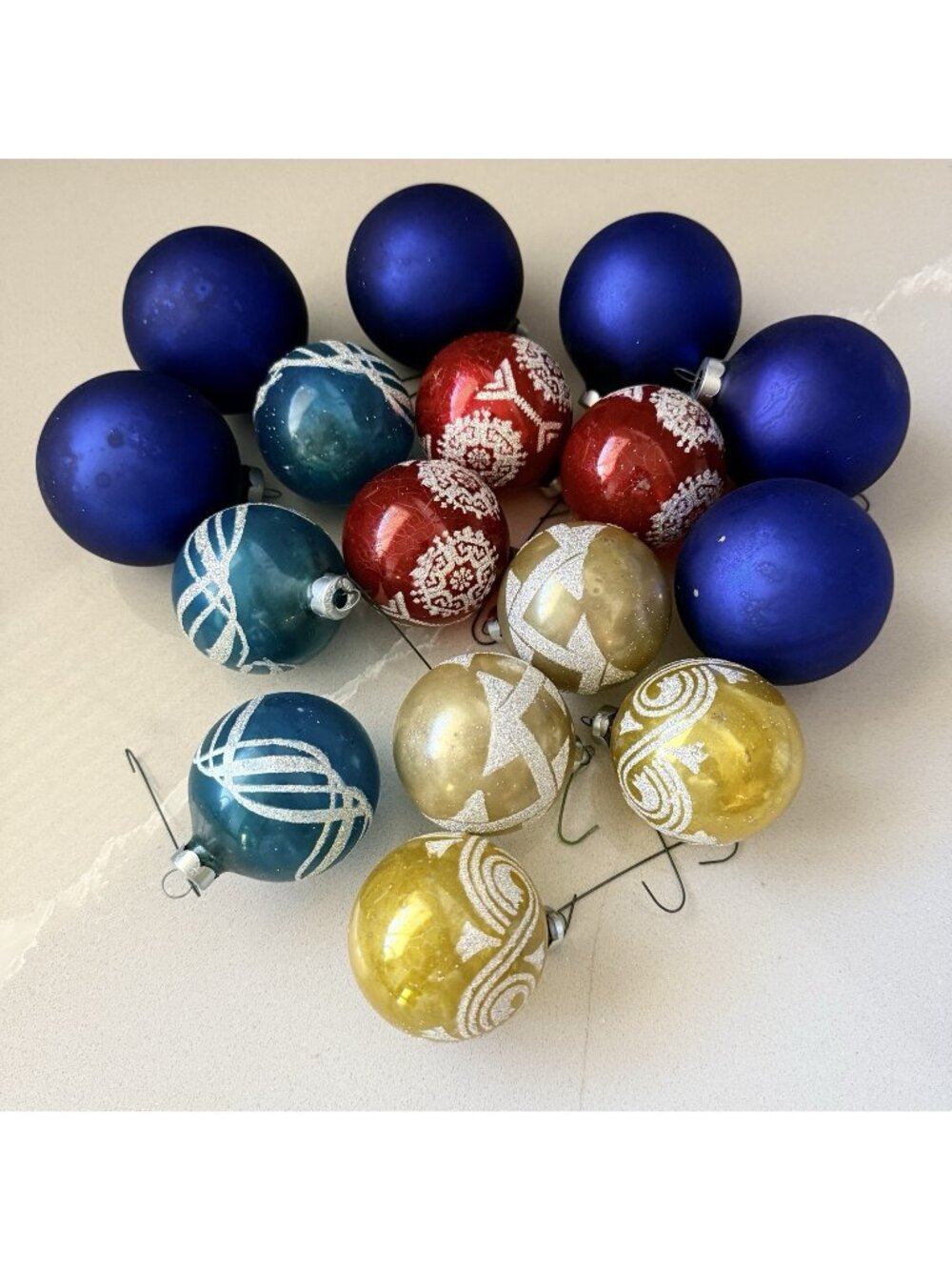 Vintage Lot Of 16 Coby Mercury Glass Handmade Christmas Ornaments